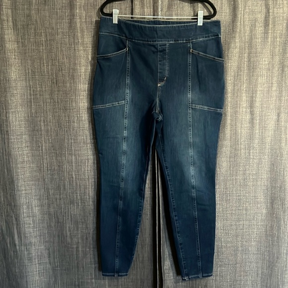 Duluth trading co pull on elastic waistband size 16 skinny jeans seam front - Picture 1 of 5